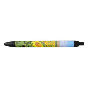 Sunflower field zwarte inkt pen