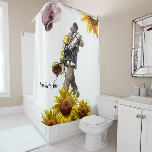 Sunflower Fireman Shower Curtain Douchegordijn (In situ)