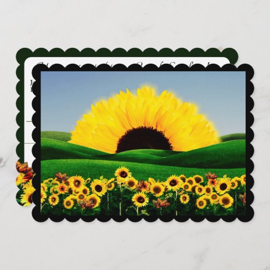 SUNFLOWER Flat Holiday Kaart (Voorkant / Achterkant)