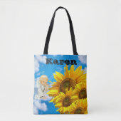 Sunflower Floral Babel Angel Sky Sac fourre-tout (Devant)