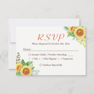 Sunflower Floral Bébé's Breath Rustic Wedding RSVP