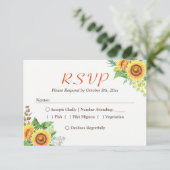 Sunflower Floral Bébé's Breath Rustic Wedding RSVP (Debout devant)