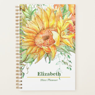 Sunflower Floral Boho annuel mensuel plan hebdomad