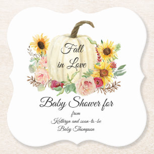 Sunflower Floral Bouquet Herfst Baby Girl Shower Kartonnen Onderzetters