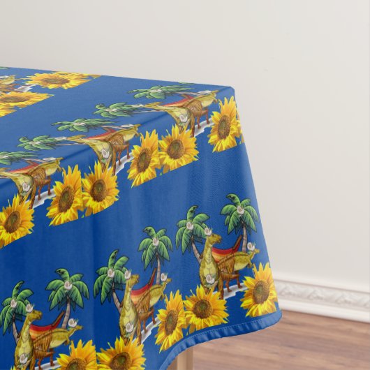 Sunflower Floral Dinosaur Tablecloth Tafelkleed (Voorbeeld)