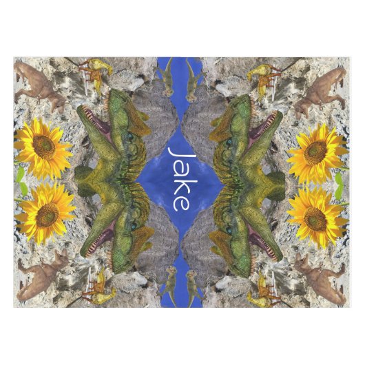 Sunflower Floral DinosaurTablecloth Tafelkleed (Voorkant (Horizontaal))