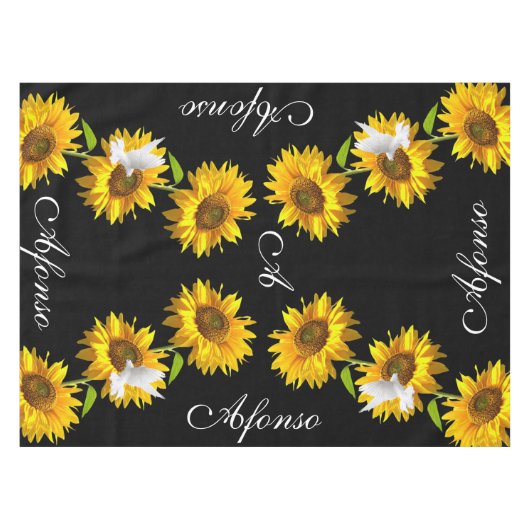 Sunflower Floral Dove Tablecloth Tafelkleed (Voorkant (Horizontaal))