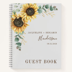 Sunflower Floral Eucalyptus Mariage livre d'hôtes