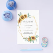 Sunflower Floral Greenery Geometric Save the Date Flyer (Enkel)