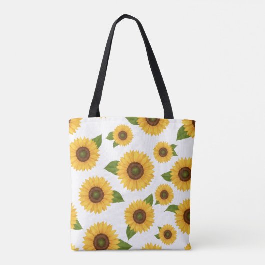 Sunflower Floral Pattern Tote Bag (Dos)
