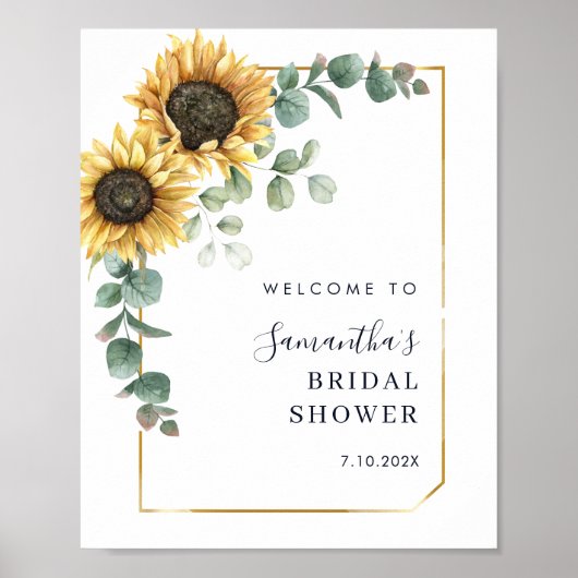 Sunflower Floral Script Bridal Shower Welcome Poster (Voorkant)