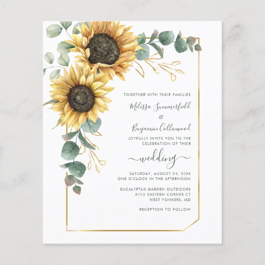 Sunflower Floral Wedding Invitation (Voorkant)