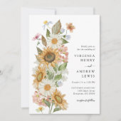 Sunflower Floral Wedding Invitation Kaart (Voorkant)