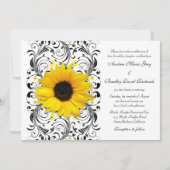 Sunflower Floral Wedding Invitation Kaart (Voorkant)