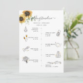Sunflower Floral Wedding Itinerary with Icons Programma (Staand voorkant)