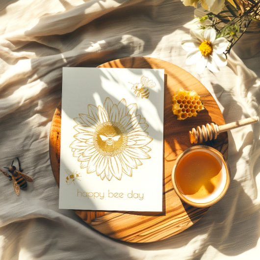 Sunflower Foil Bonne Bee Day Carte d'anniversaire