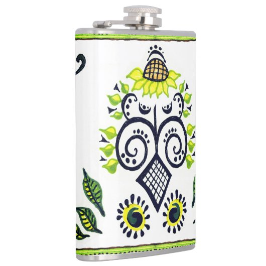 Sunflower Folk Art Pattern in Yellow and Black Heupfles (Rechts)