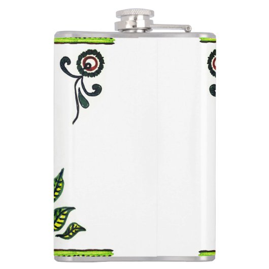 Sunflower Folk Art Pattern in Yellow and Black Heupfles (Achterkant)