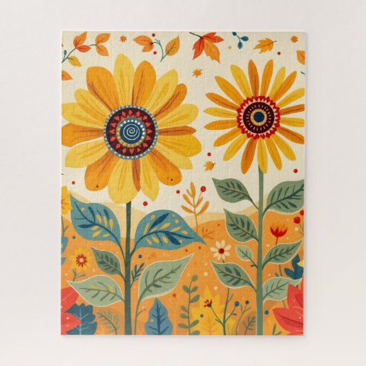 Sunflower Folk Art Puzzle (Vertical)