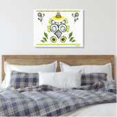 Sunflower Folk Pattern Canvas Afdruk (Insitu (Slaapkamer))