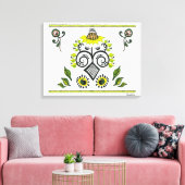 Sunflower Folk Pattern Canvas Afdruk (Insitu (Woonkamer))