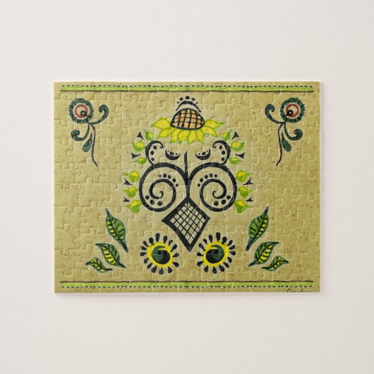 Sunflower Folk Pattern Legpuzzel (Horizontaal)