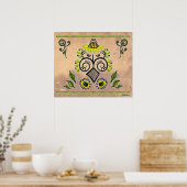 Sunflower Folk Pattern Poster (Keuken)