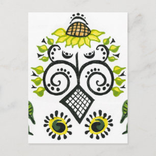 Sunflower Folk Pattern van Alexandra Cook Briefkaart