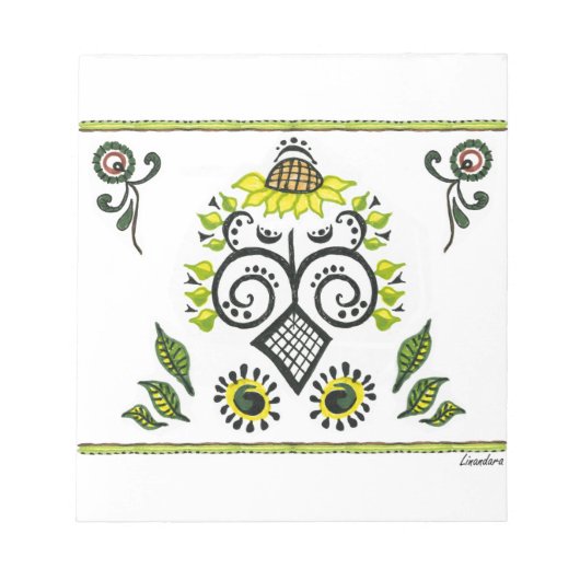 Sunflower Folk Pattern van Alexandra Cook Notitieblok (Voorkant)