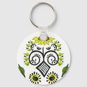 Sunflower Folk Pattern van Alexandra Cook Sleutelhanger