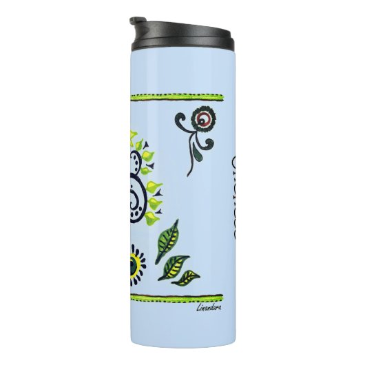 Sunflower Folk Pattern van Alexandra Cook Thermosbeker (Geroteerd rechts)