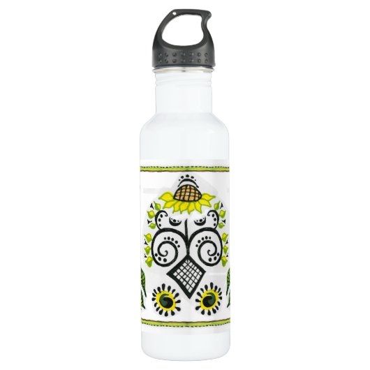 Sunflower Folk Pattern van Alexandra Cook Waterfles (Voorkant)