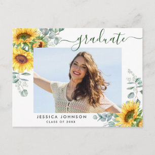Sunflower FOTO Graduation Party Invitation Briefkaart