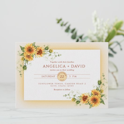 Sunflower Frame Wedding  Invitation (Debout devant)