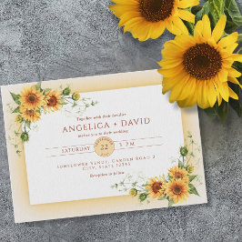 Sunflower Frame Wedding  Invitation Kaart