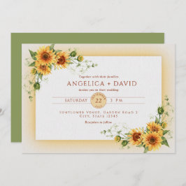 Sunflower Frame Wedding  Invitation Kaart