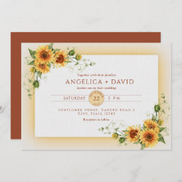 Sunflower Frame Wedding  Invitation Kaart