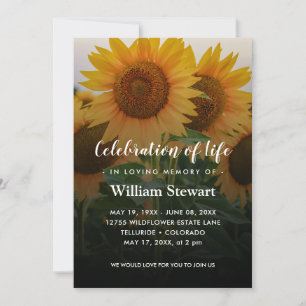 Sunflower Funeral Florale viering van het leven Kaart