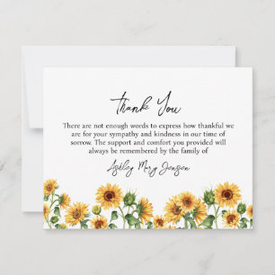 Sunflower Funeral Merci Note Card Bereavement