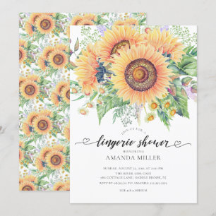 Sunflower Garden Bridal Lingerie Shower Invitation Kaart