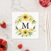 Sunflower Garden Monogram Weddenschap Cocktail Nap Servet (Insitu)