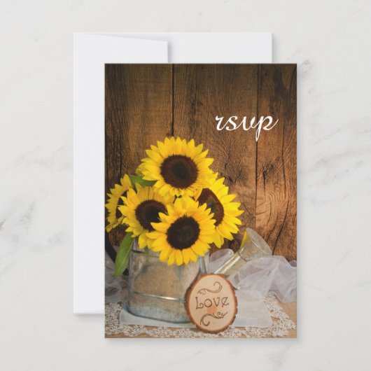 Sunflower Garden Watering Can Wedding Carte RSVP (Devant)