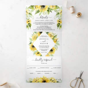 Sunflower Garden Wedding Invitations Tri-Fold