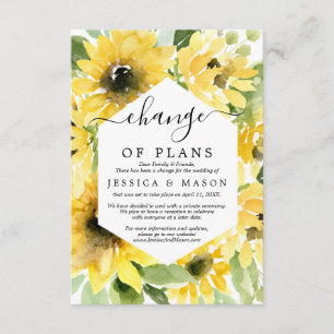 Sunflower Garden Wedding uitgesteld Kaart