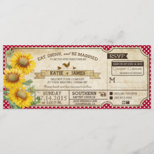 Sunflower Gingham Check Country Picnic Weddenschap Kaart