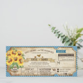 Sunflower Gingham Check Country Picnic Weddenschap Kaart (Staand voorkant)