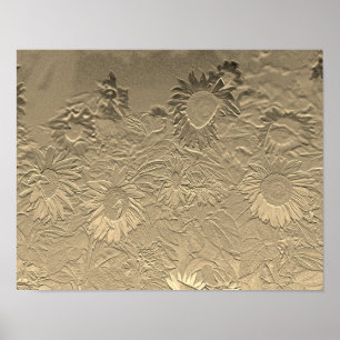 Sunflower Gold Floral Chic Design Decoupage Poster