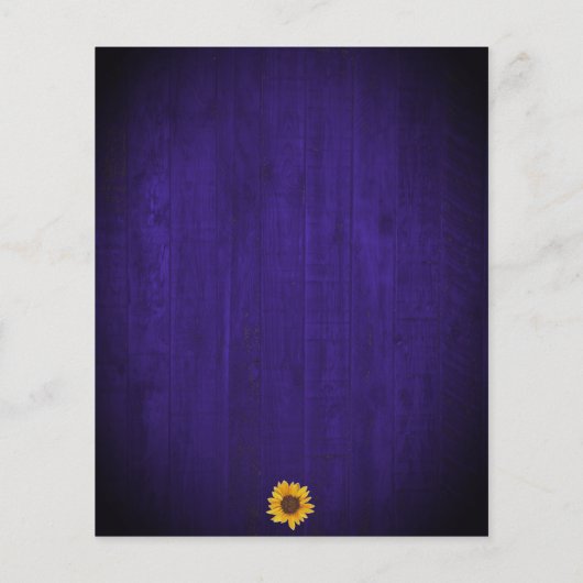 Sunflower Gold Stippen Blue Wood Weduwuitnodiging (Achterkant)