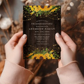 Sunflower Gold String Lights Rustic Friendsgiving Kaart