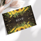Sunflower Gold String Lights Rustic Wedding RSVP Briefkaart